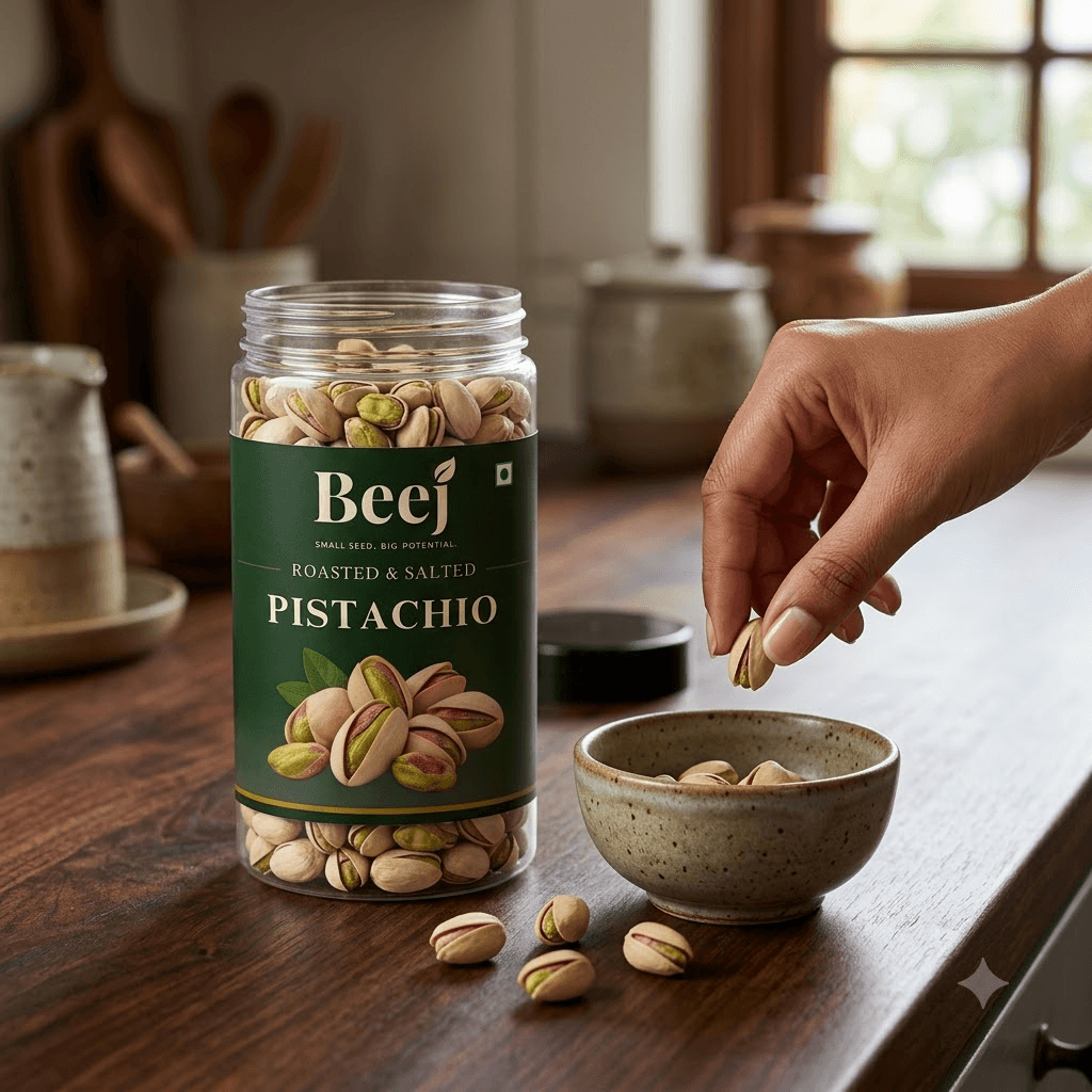 BEEJ roasted & salted pistachios
